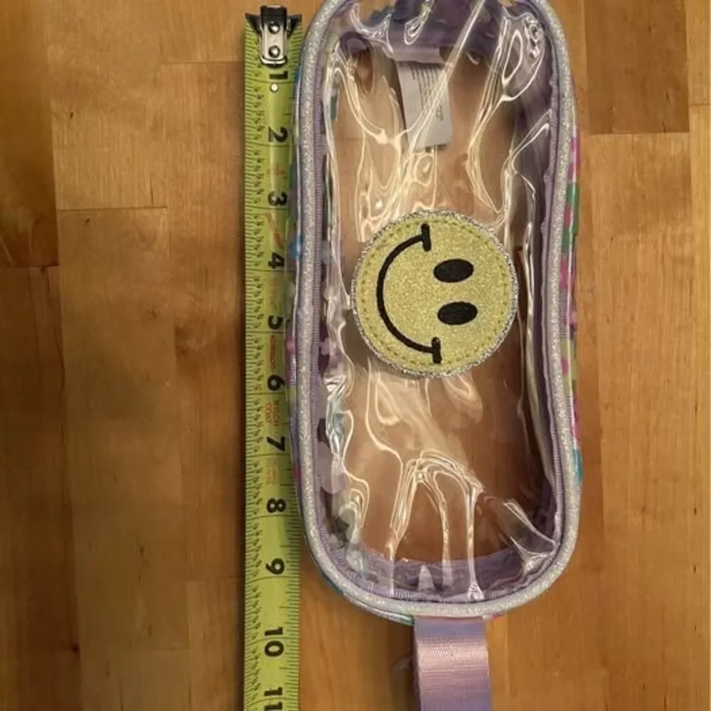 Clear Smiley Face Floral Pencil Case